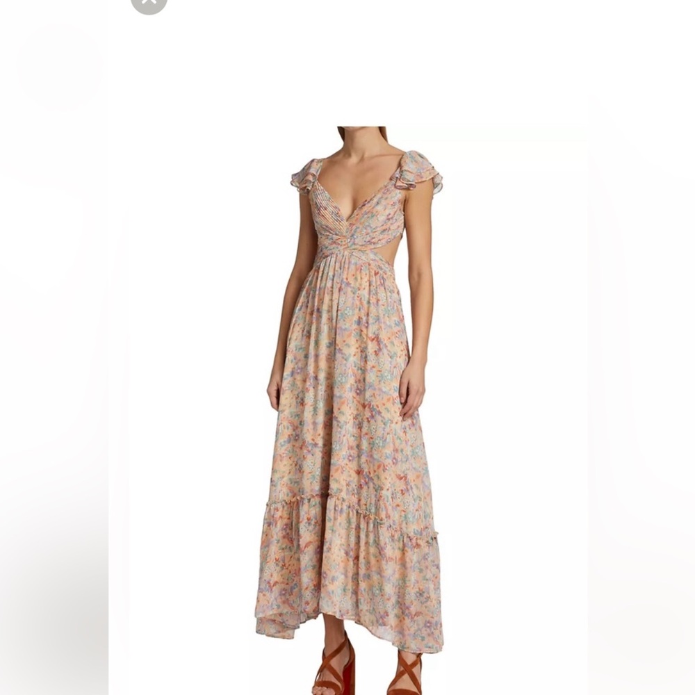 Astr The Label  Primrose dress in peach multi floral size Large, EUC, worn once